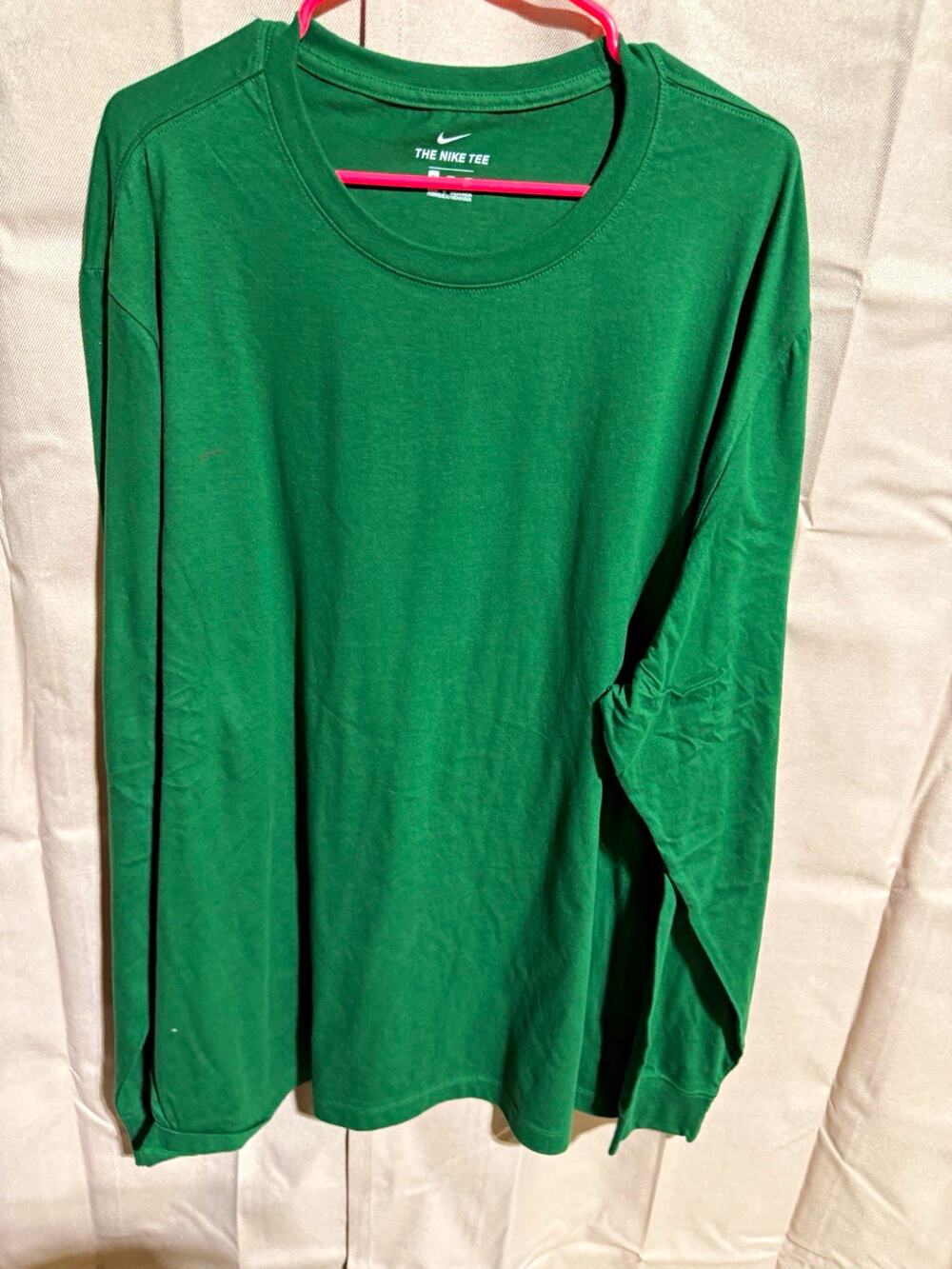 Nike The Nike Tee Men's Green Logo Long Sleeve Crew Neck T-Shirt 3XL